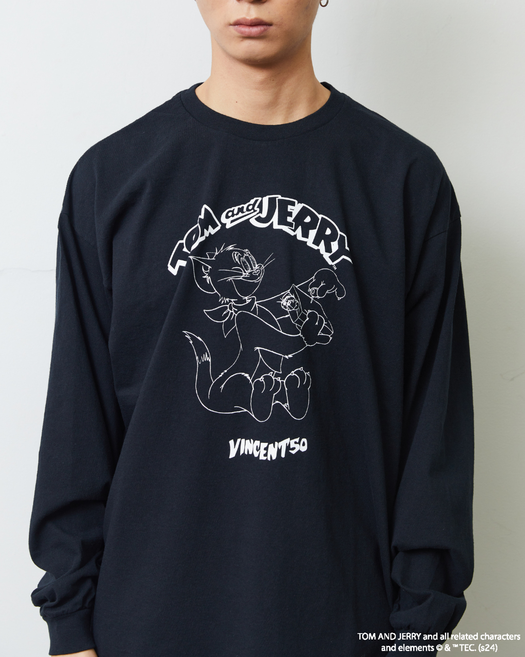 TJ FRONT PRINT LONG TEE BLACK