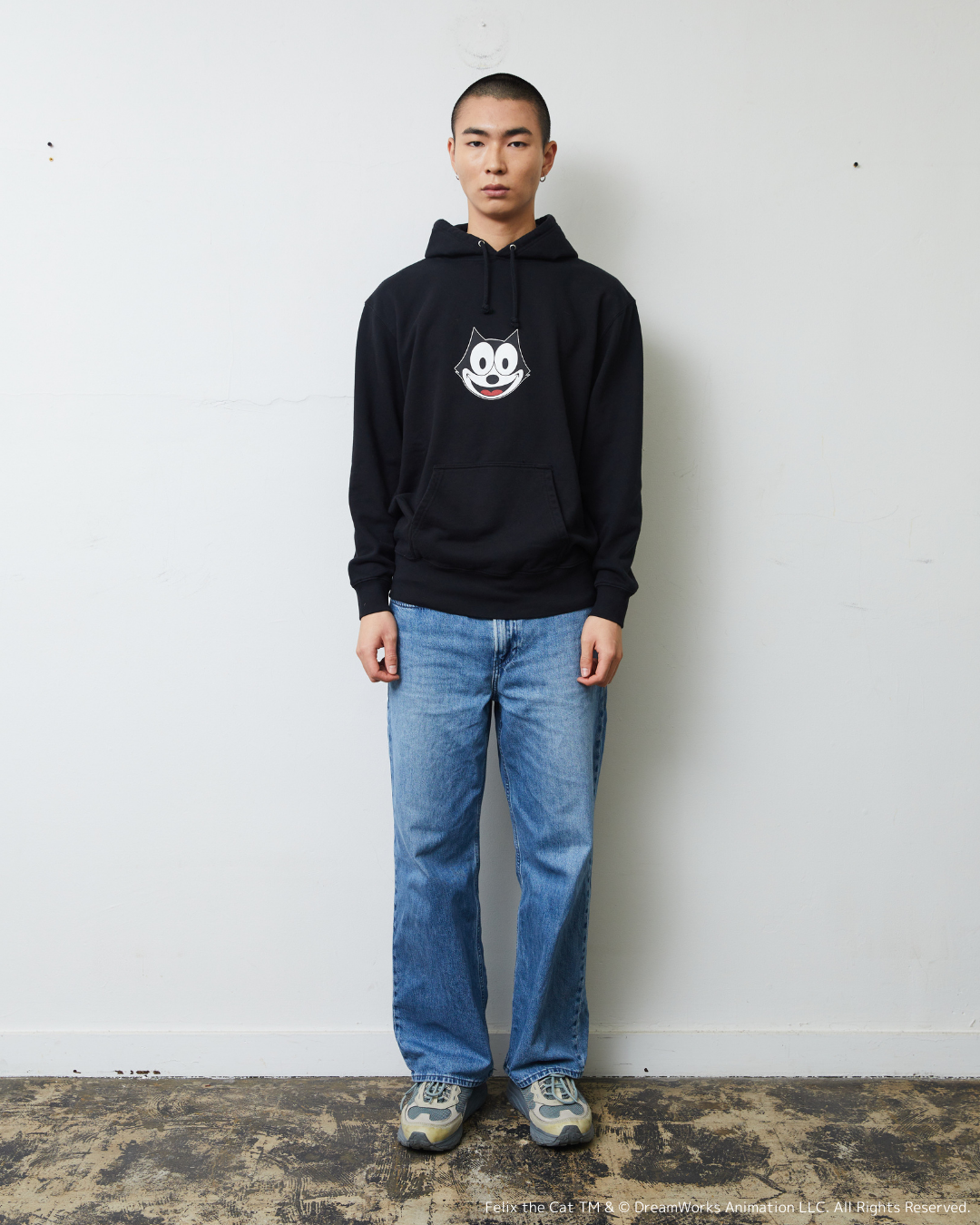 FELIX FRONT PRINT HOODIE BLACK