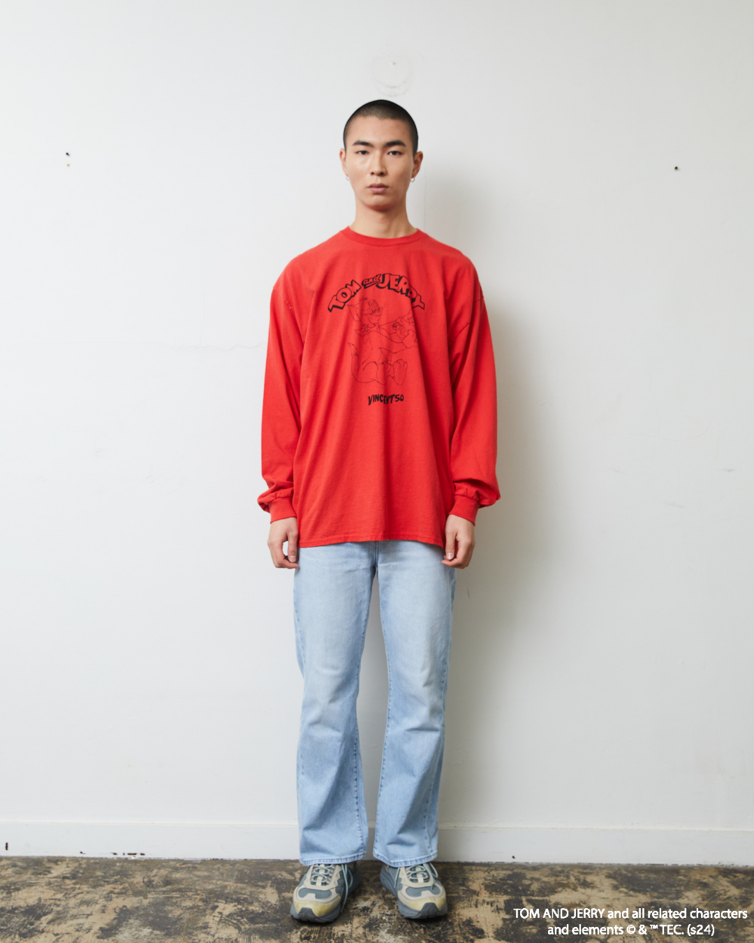 TJ FRONT PRINT LONG TEE RED