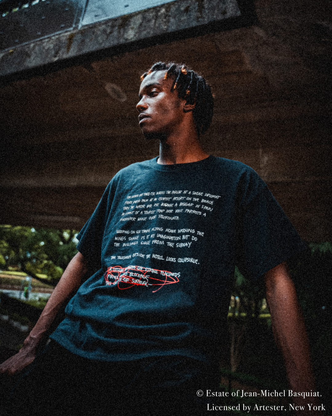 Basquiat Front Message Logo Tee Black