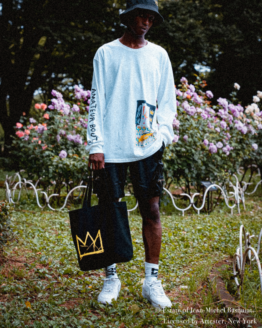 Basquiat Front Print Long Tee White