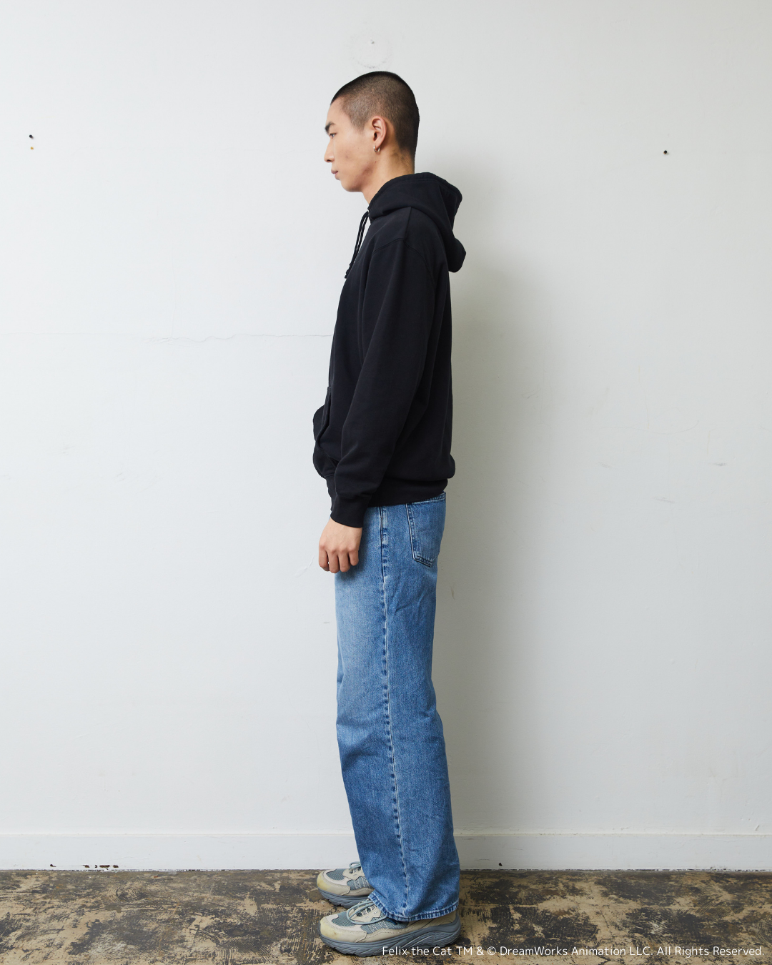 FELIX FRONT PRINT HOODIE BLACK