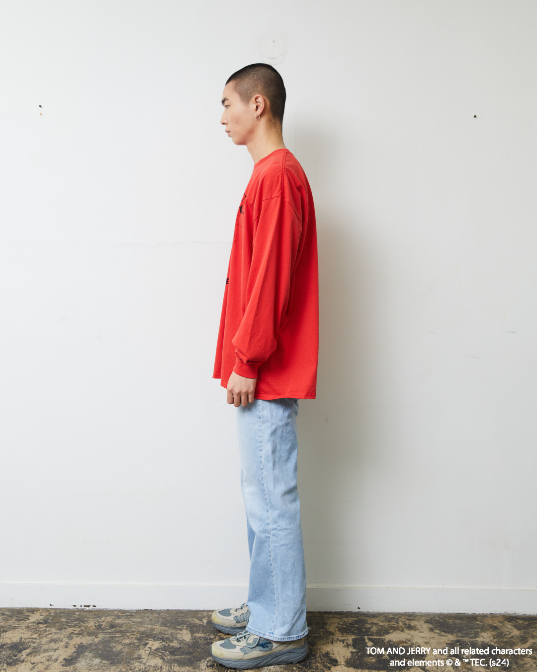 TJ FRONT PRINT LONG TEE RED