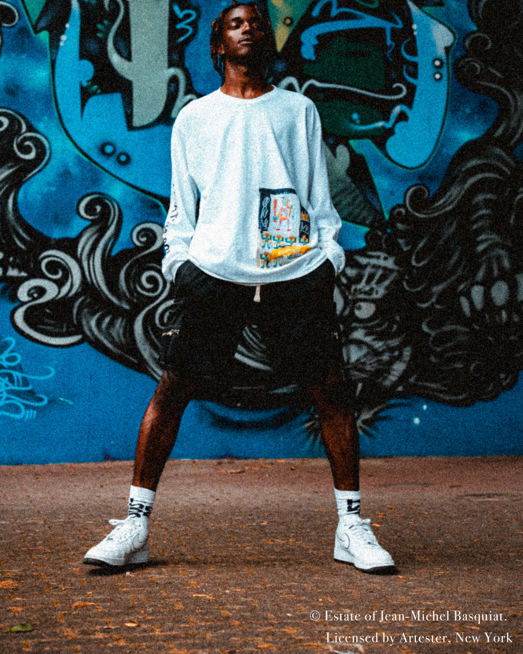 Basquiat Front Print Long Tee White