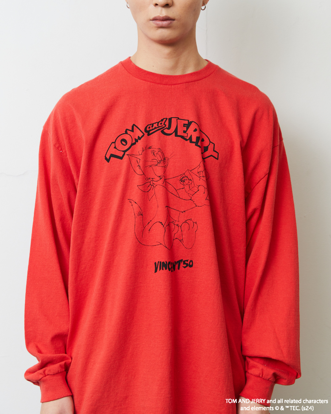 TJ FRONT PRINT LONG TEE RED