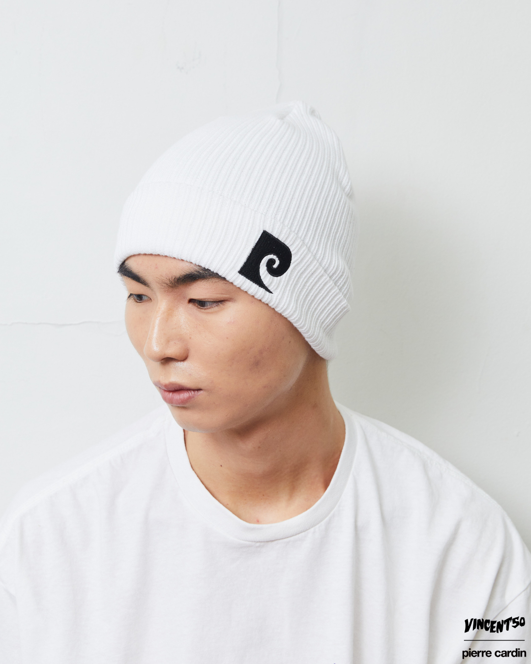 Pierre LOGO KNIT CAP WHITE