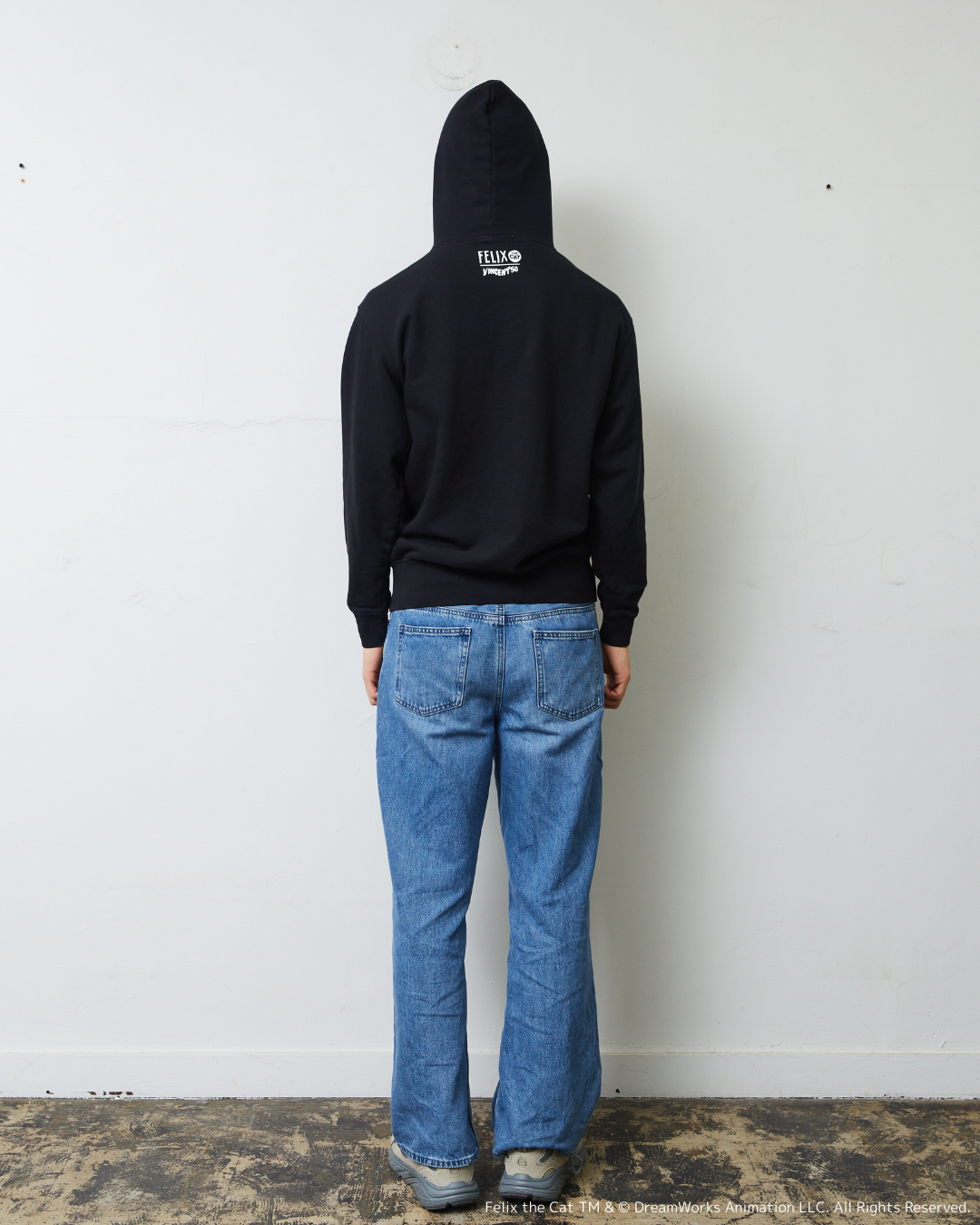 FELIX FRONT PRINT HOODIE BLACK