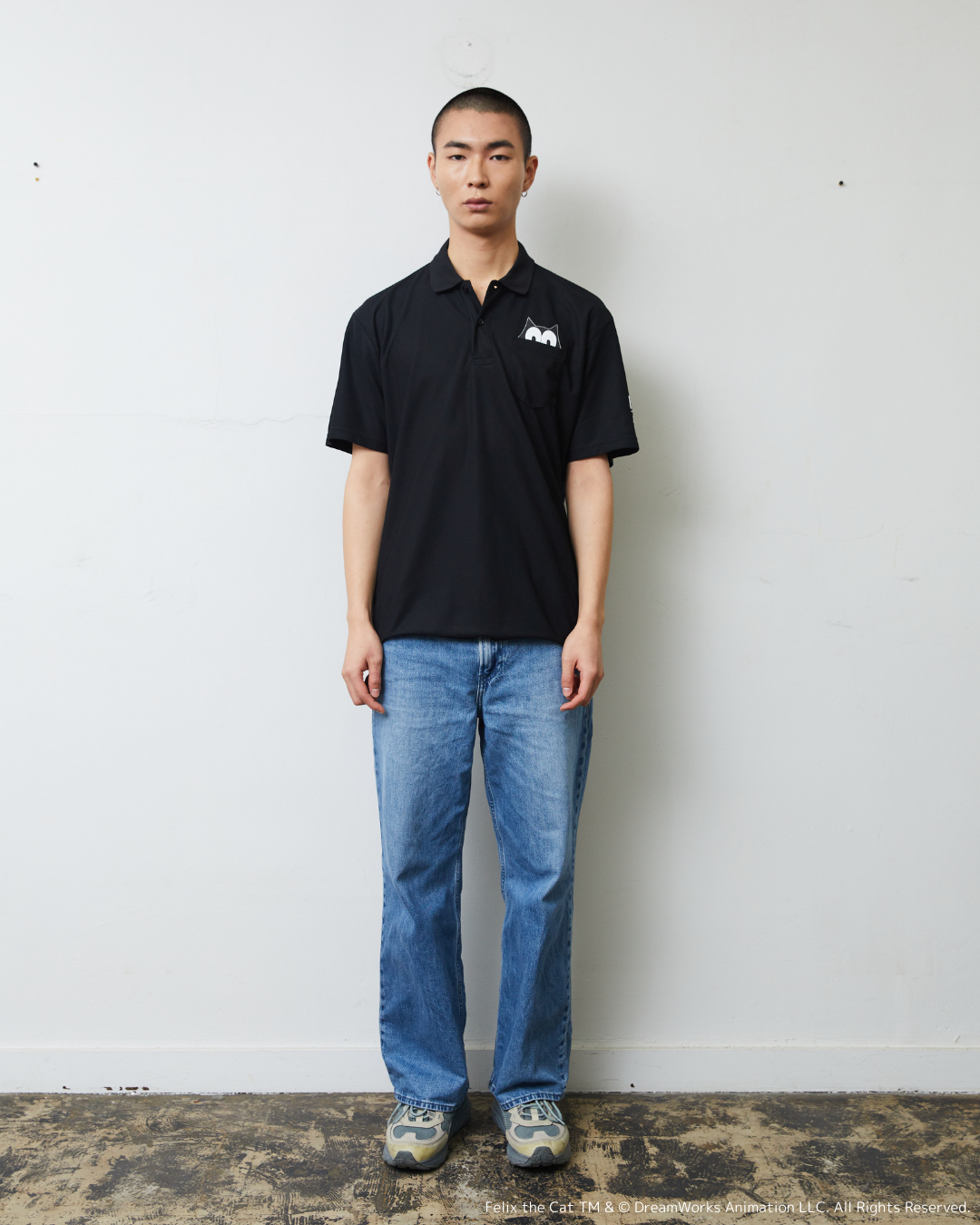 FELIX FRONT PRINT POLO BLACK
