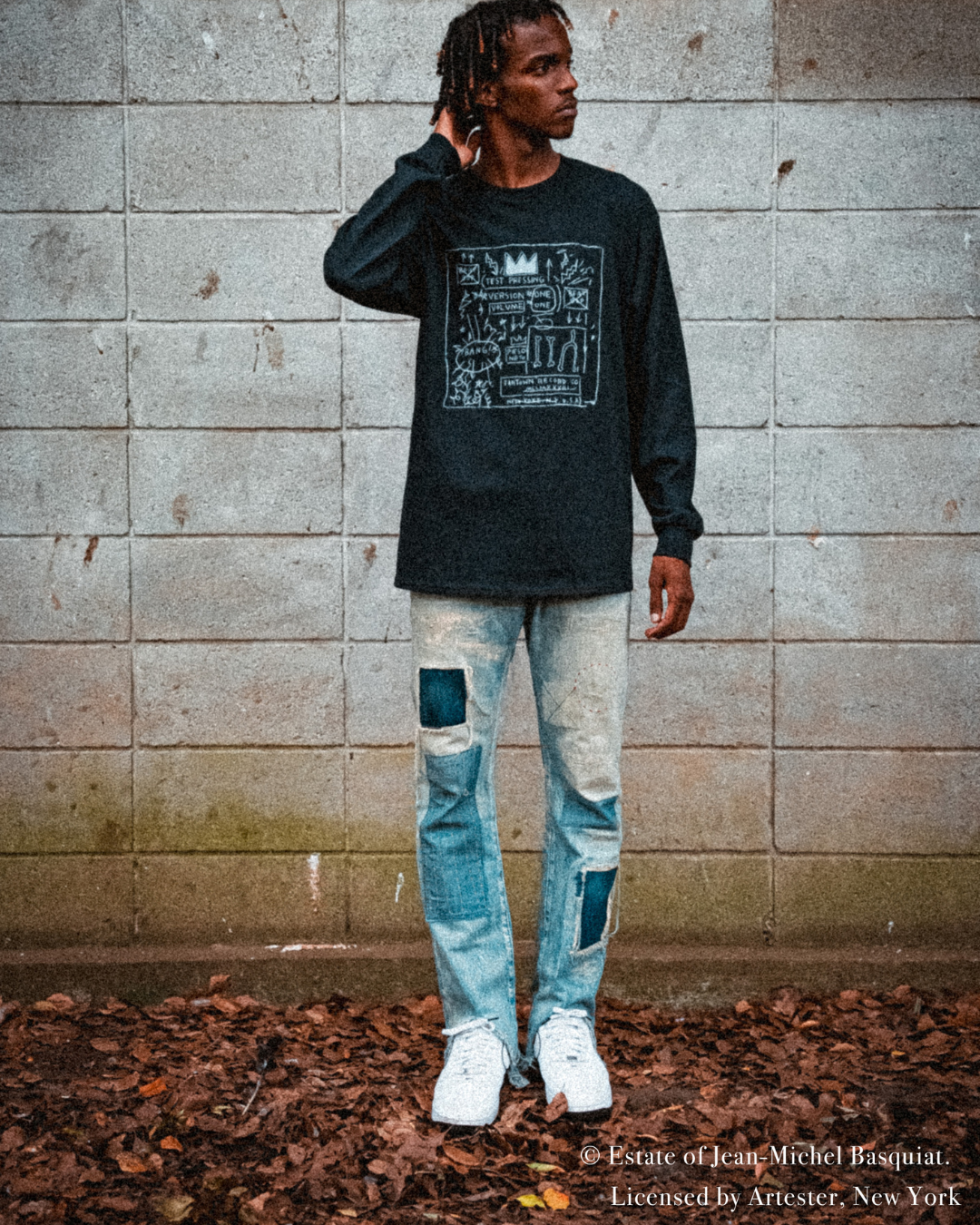 Basquiat Front Box Print Long Tee Natural