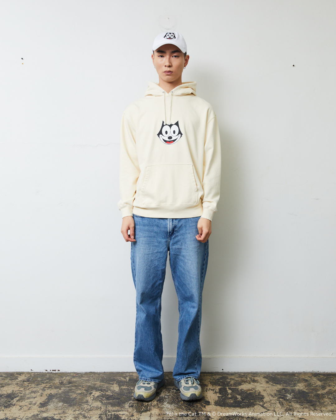 FELIX FRONT PRINT HOODIE BEIGE