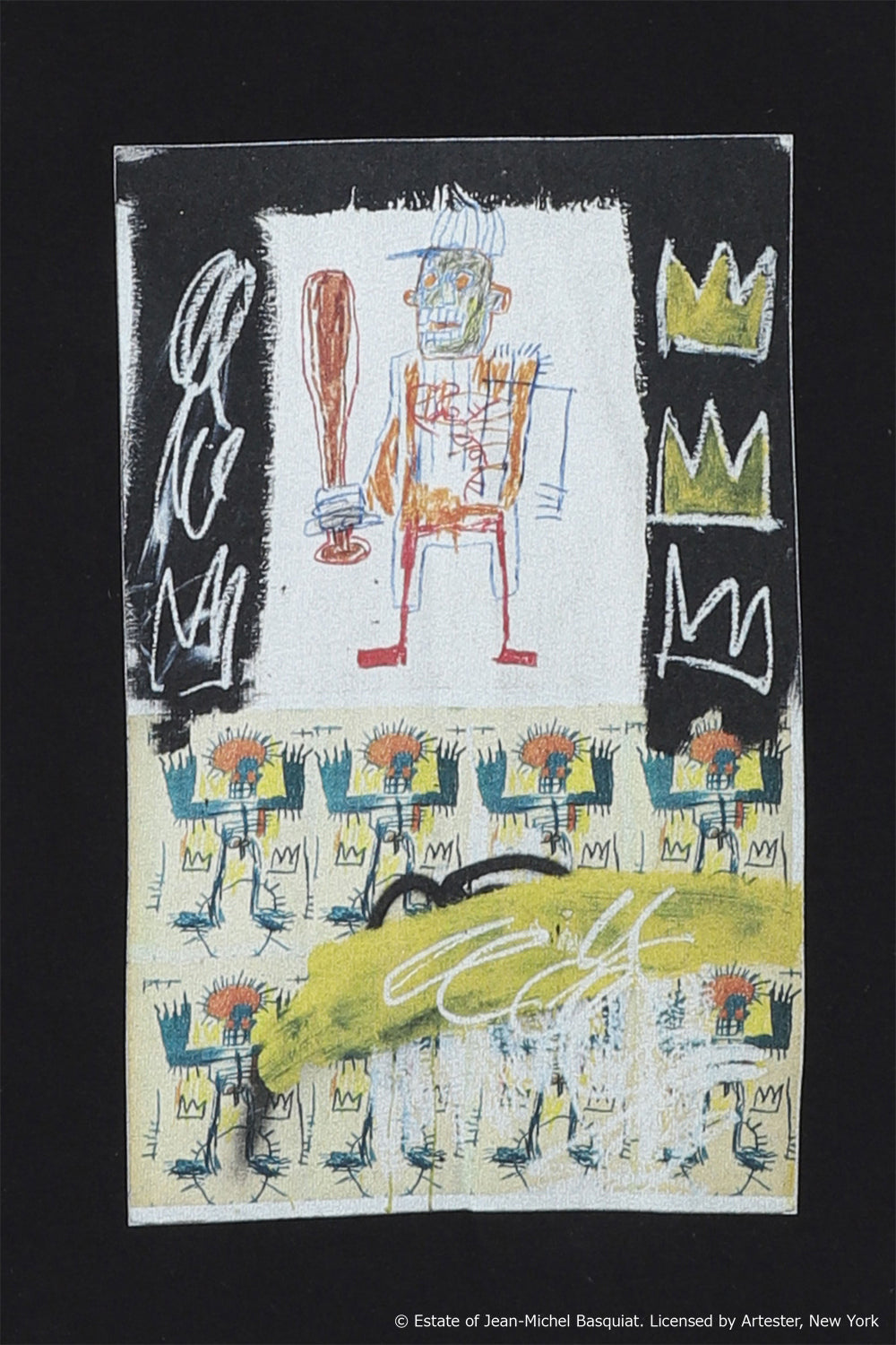 Basquiat Front Print Long Tee Black