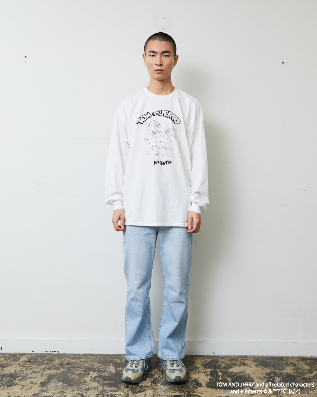 TJ FRONT PRINT LONG TEE WHITE