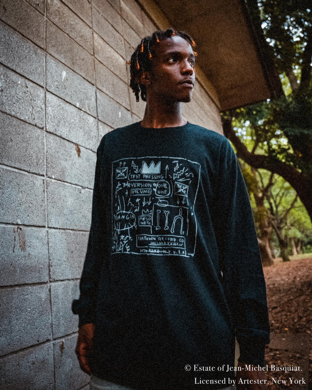 Basquiat Front Box Print Long Tee Natural