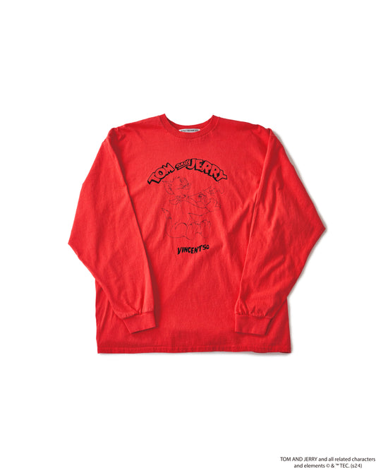 TJ FRONT PRINT LONG TEE RED