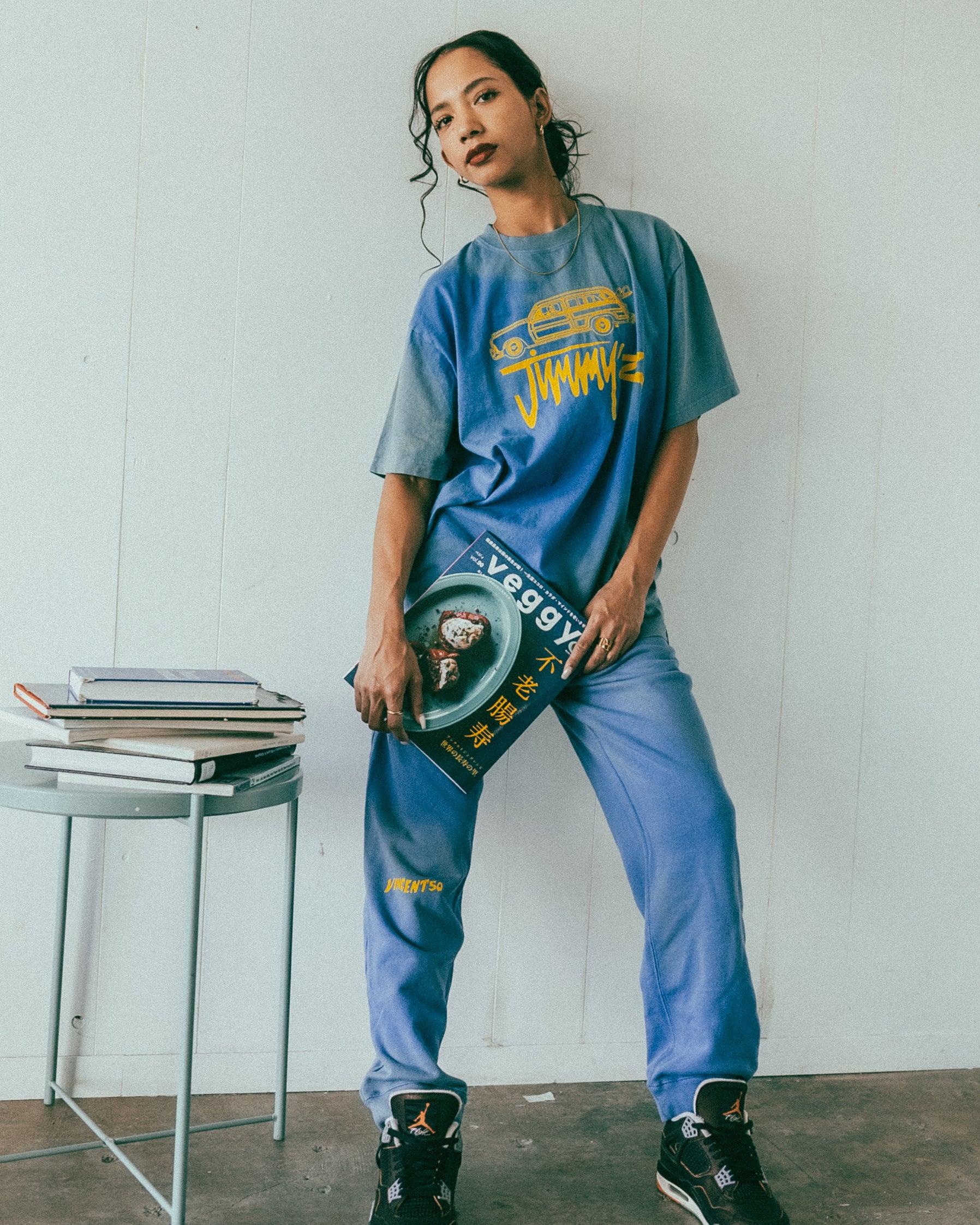 JIMMY'Z Back Print Pants Blue – VINCENT50